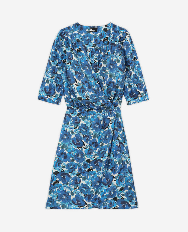 short printed wrap dress