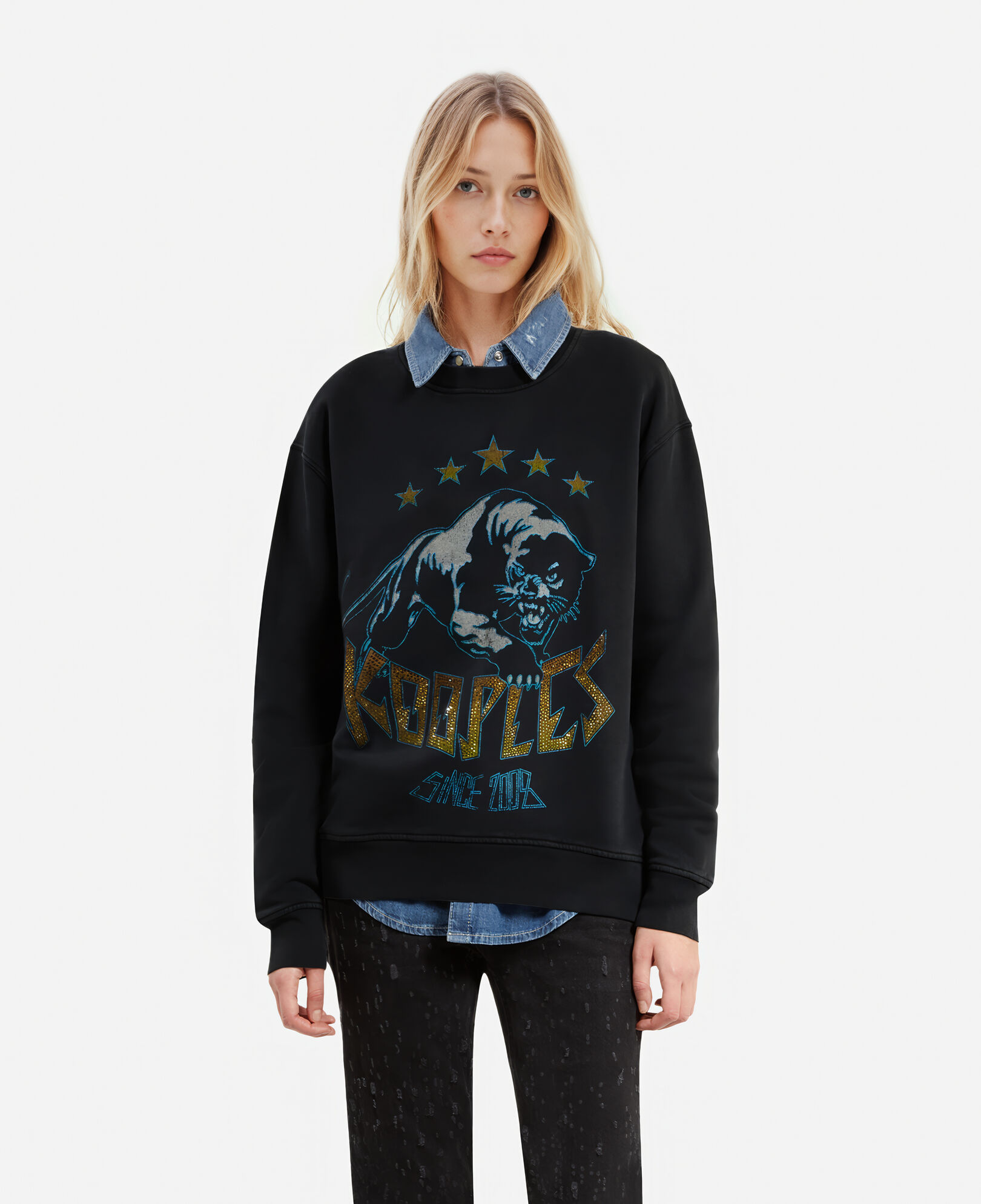 The Kooples FEMME BLACK WASHED sweatshirt à sérigraphie noir