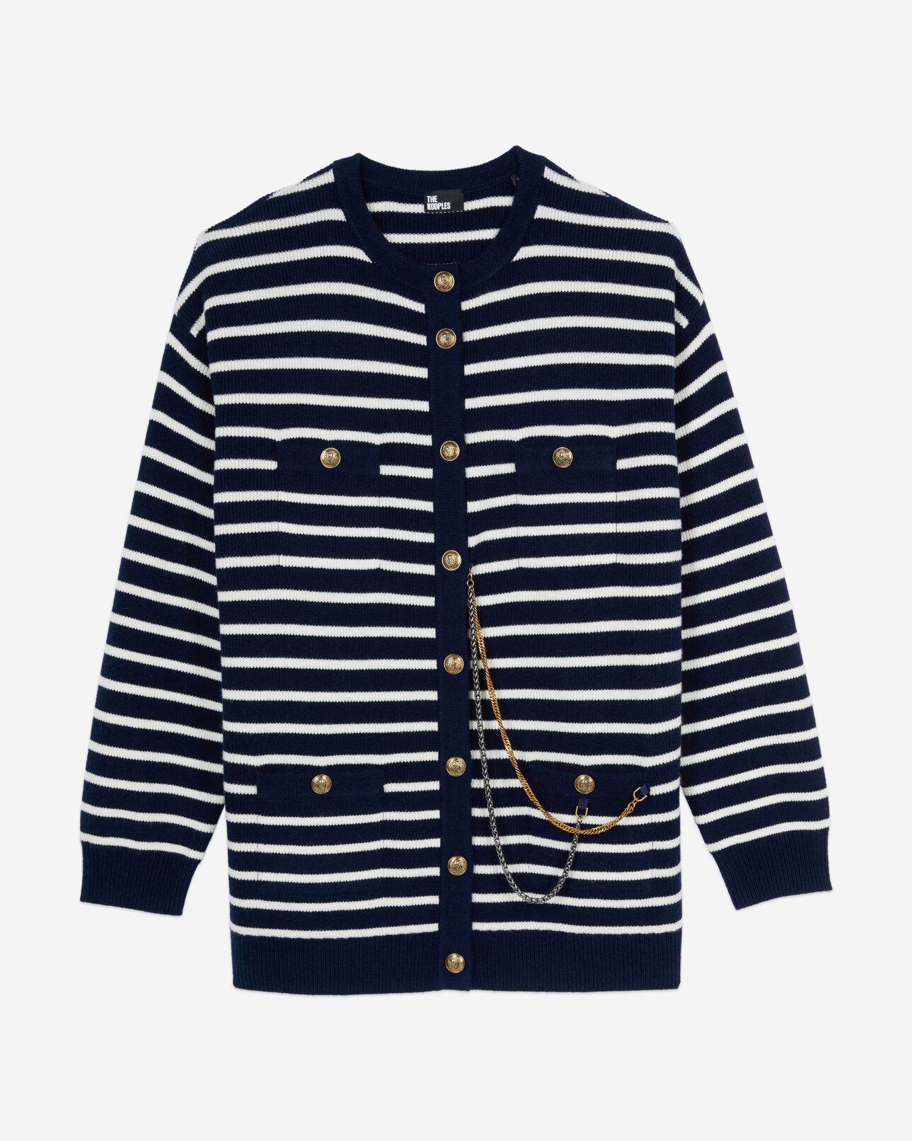 The Kooples DAMEN WHITE / BLUE strickjacke aus wolle mit streifen