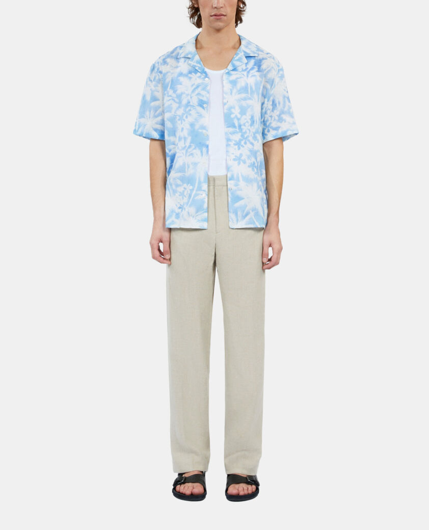 The Kooples MEN WHITE / BLUE short-sleeved printed shirt