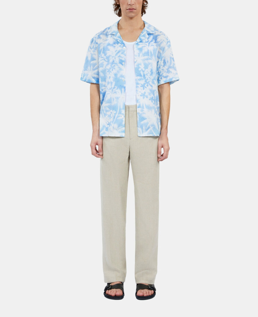 The Kooples H WHITE / BLUE short-sleeved printed shirt