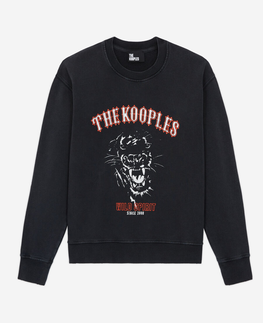 더 쿠플스 The Kooples Sweatshirt serigraphie noir,BLACK WASHED