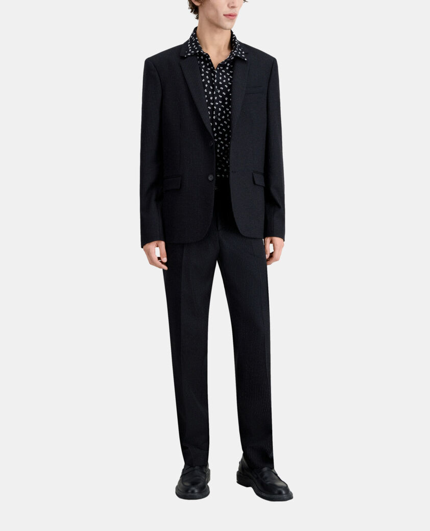 The Kooples HERREN BLACK-ECRU schwarze jacke aus wolle mit tennisstreifen