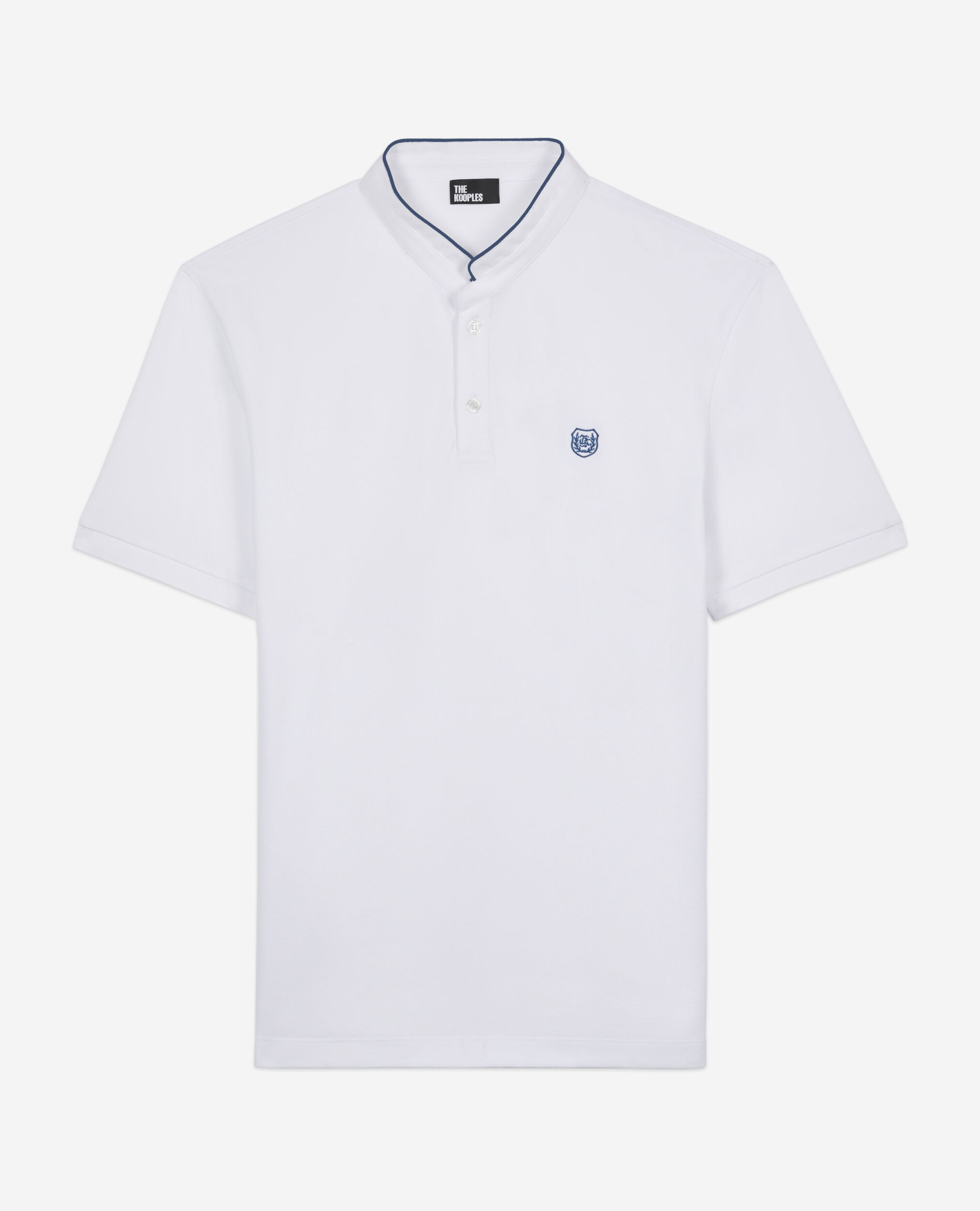 White pique cotton polo t-shirt, WHITE / BLUE, hi-res image number null