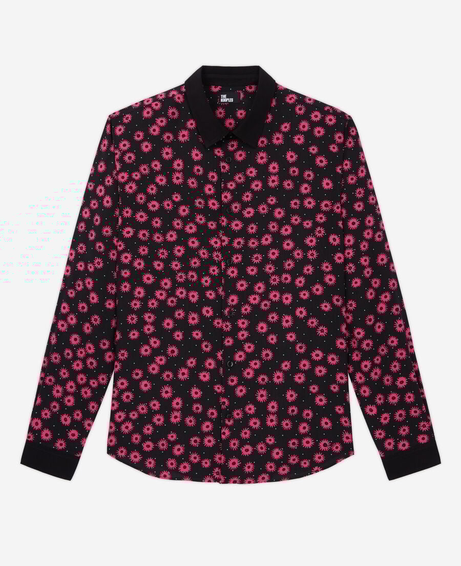 The Kooples HOMME BLACK / PINK chemise col classique imprimée