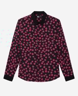 The Kooples HOMME BLACK / PINK chemise col classique imprimée