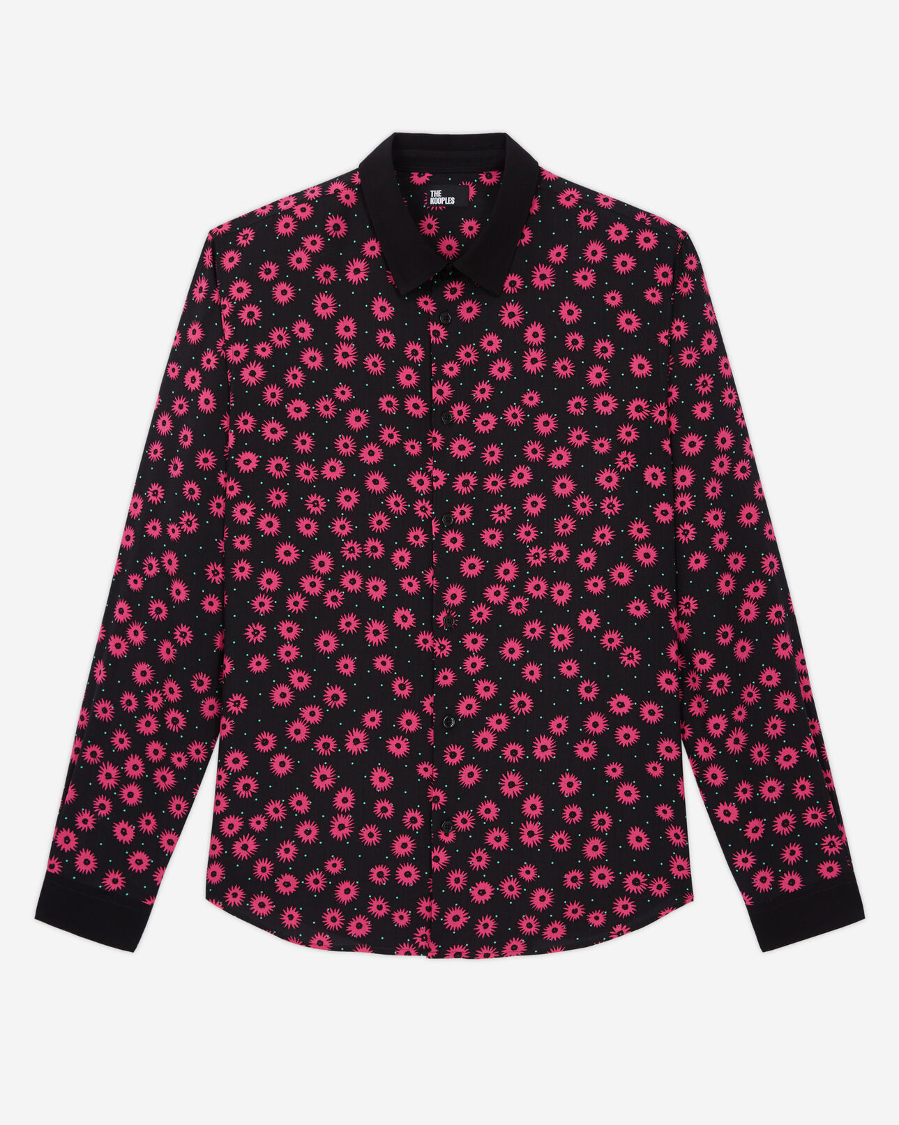 The Kooples HOMBRE BLACK / PINK camisa cuello clásico estampada