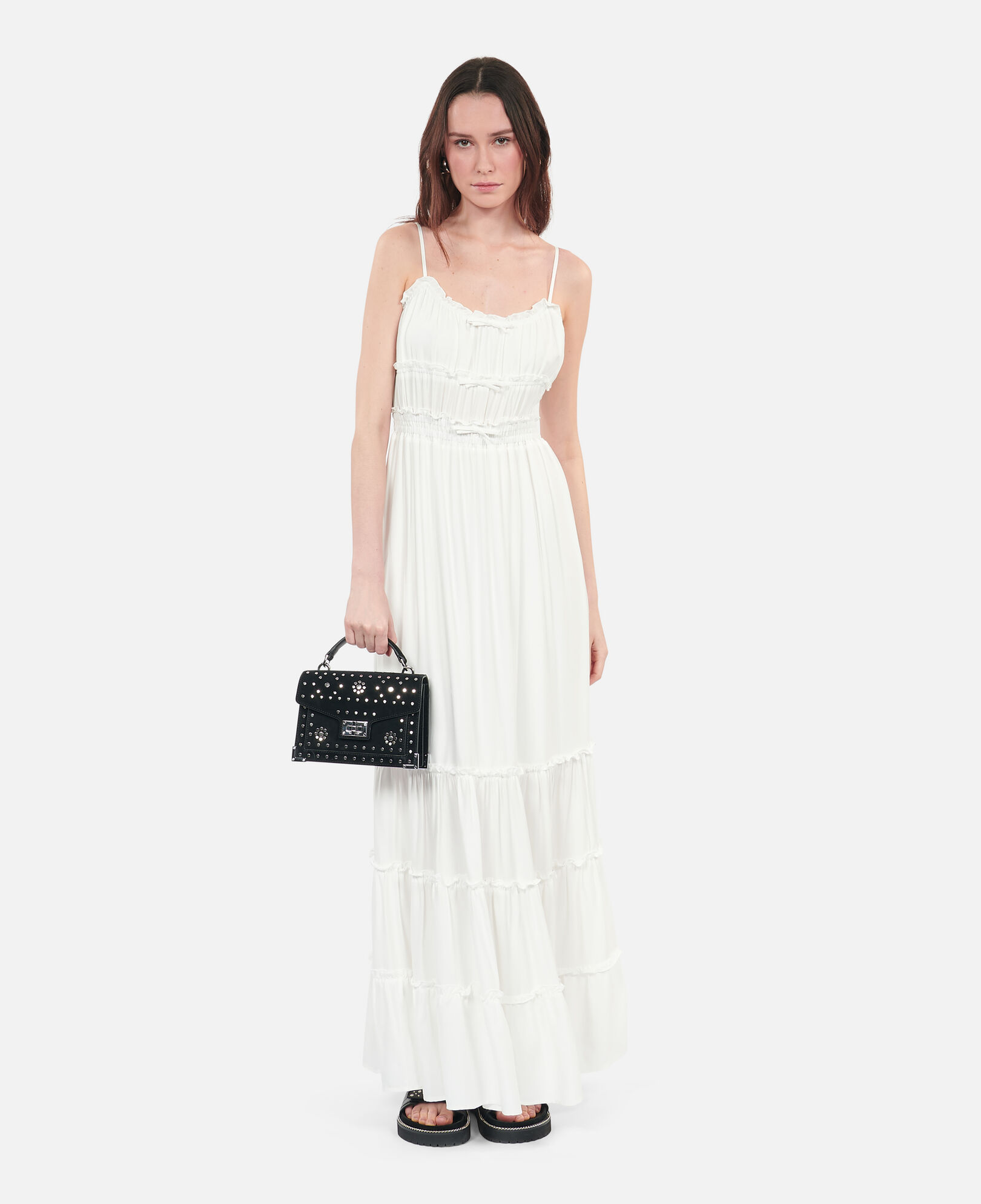 The Kooples FEMME WHITE robe longue avec nœuds blanche