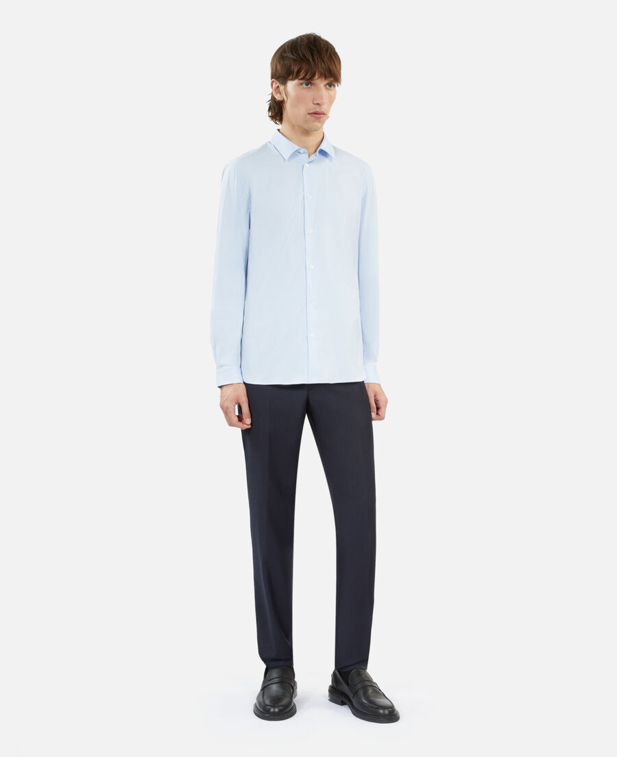 chemise formelle bleue en popeline