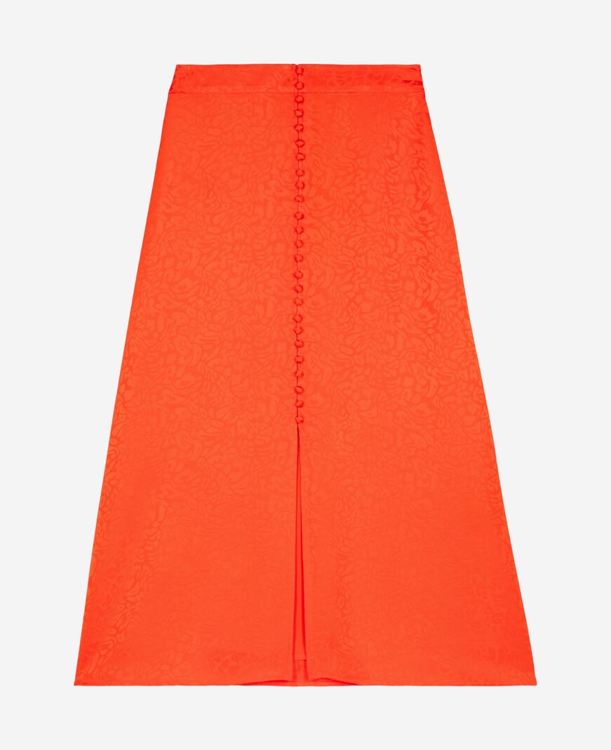 The Kooples F ORANGE RED long skirt in orange jacquard