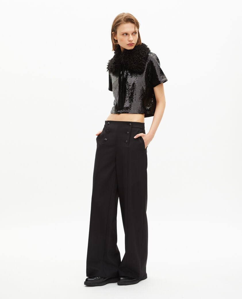The Kooples FEMME BLACK top en sequins noir