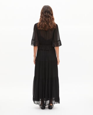 The Kooples F BLACK black ruffled maxi dress