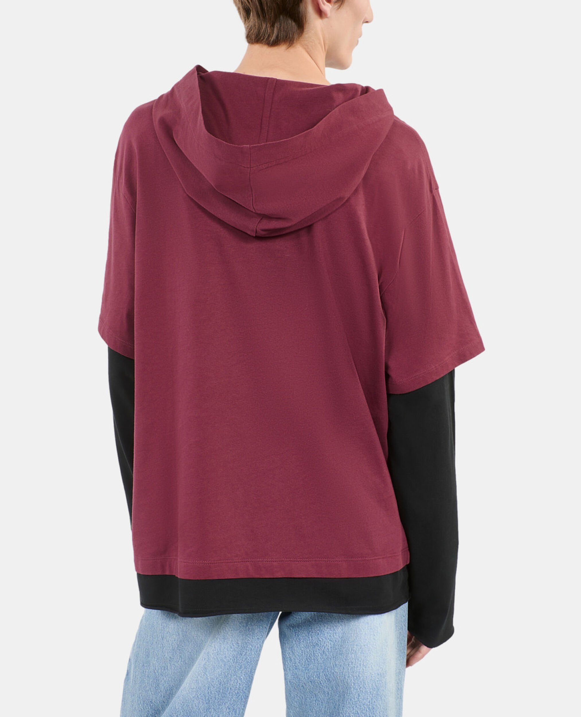 Long-sleeved burgundy hooded t-shirt, BURGUNDY, hi-res image number null