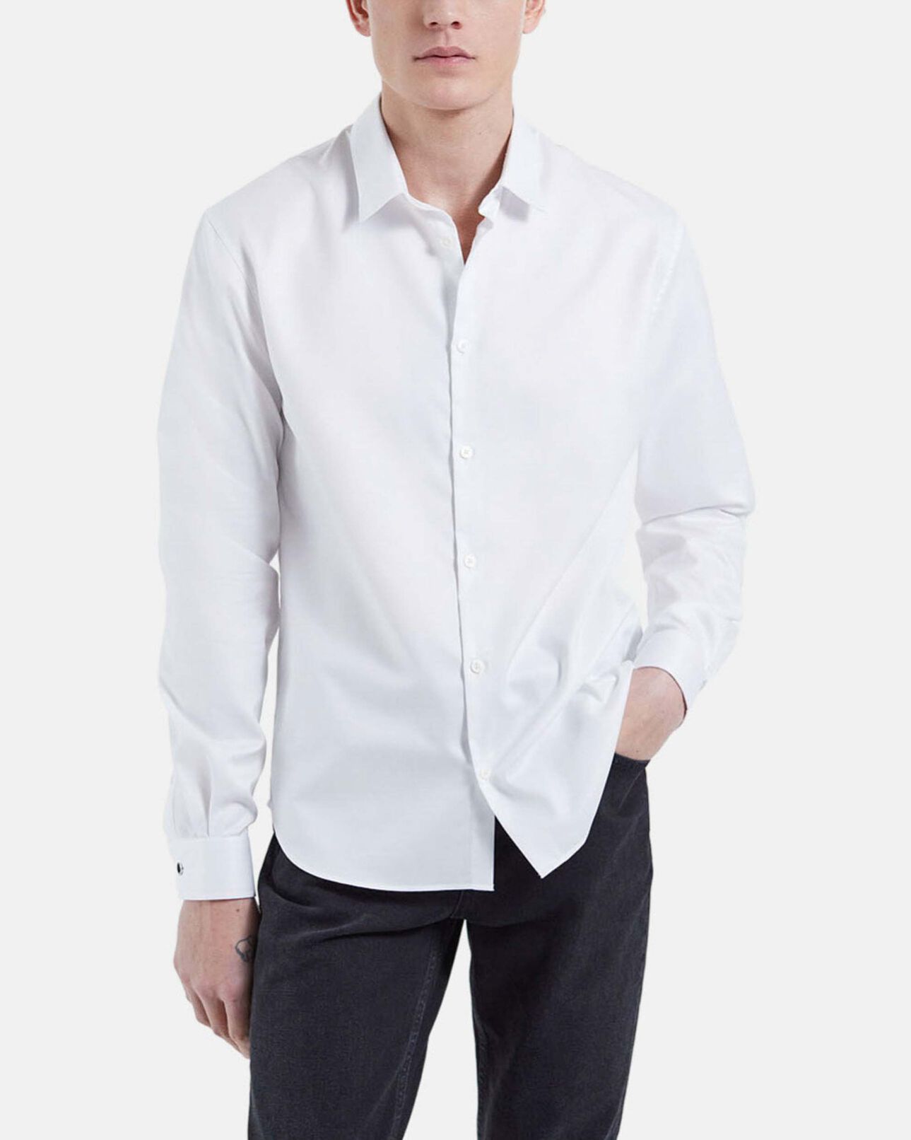 The Kooples MEN WHITE shirt with italian spread collar