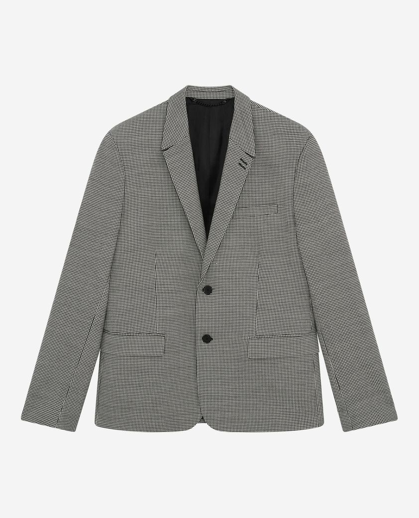 The Kooples MEN BLACK GREY black and white houndstooth suit jacket