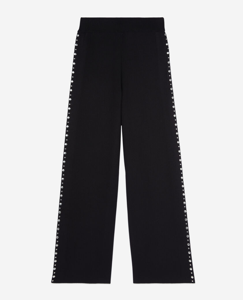 The Kooples FEMME BLACK pantalon en maille avec studs noir