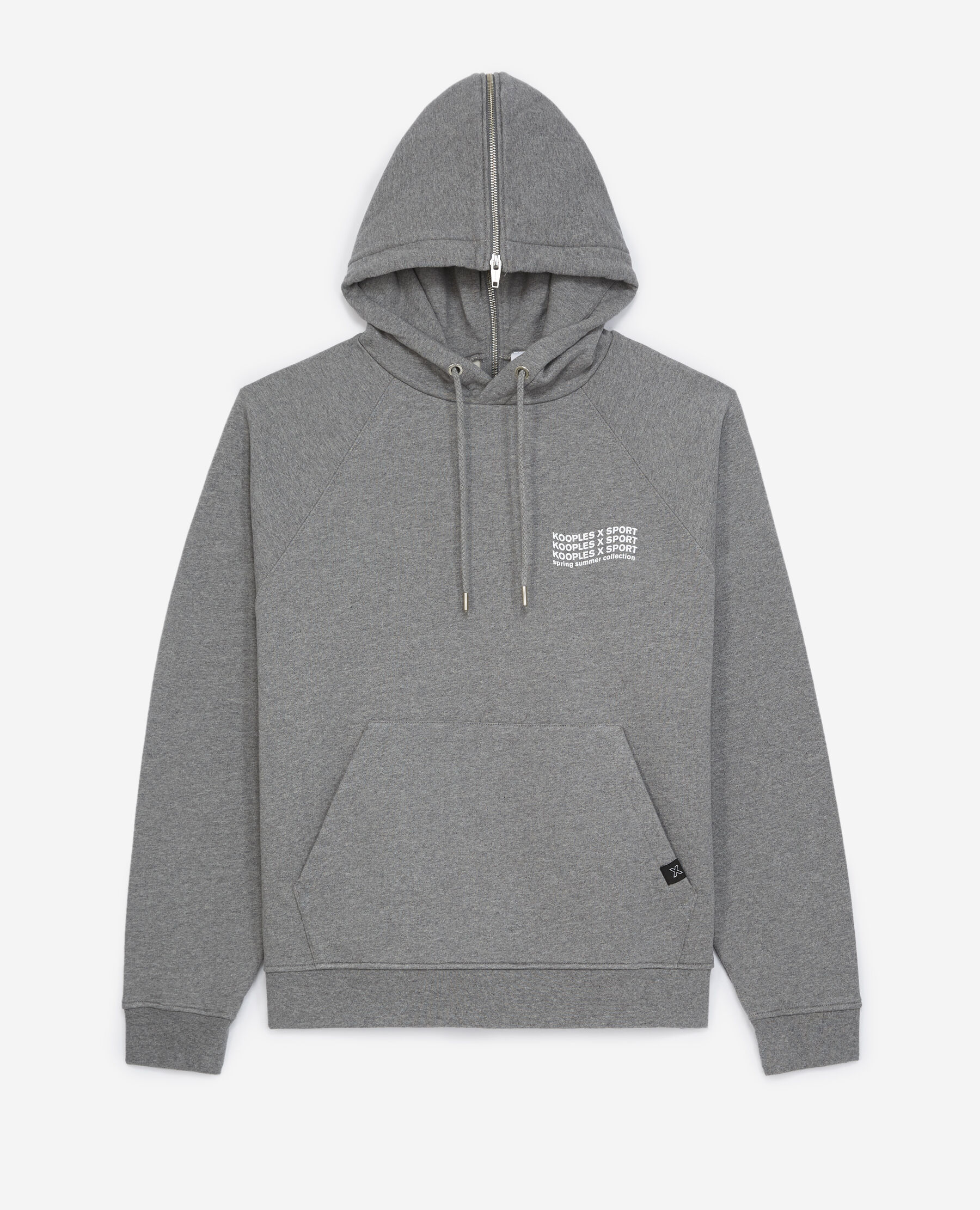 Flecked gray hoodie in cotton with logo The Kooples US