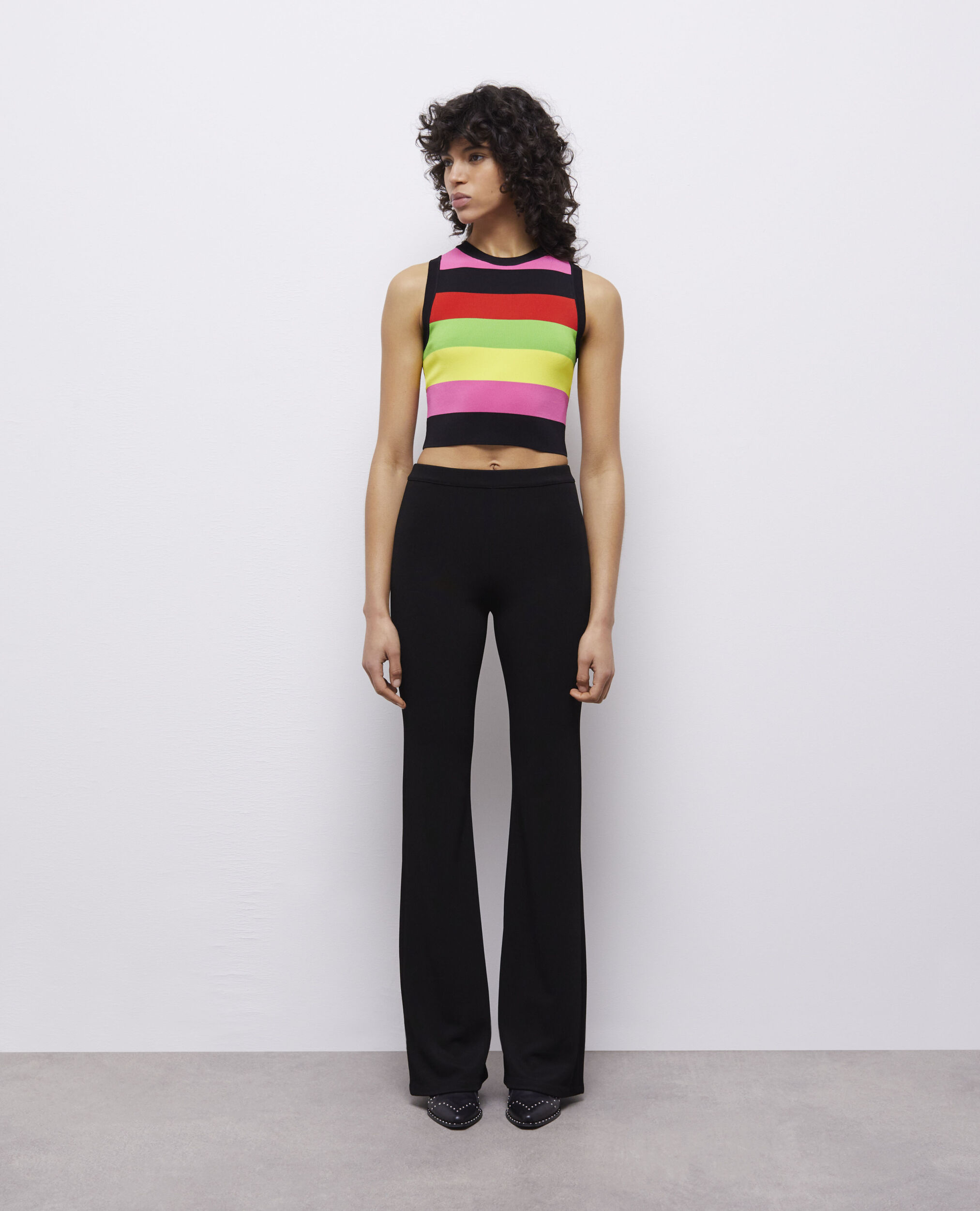 Short multicolor striped sweater, MULTICOLOR, hi-res image number null
