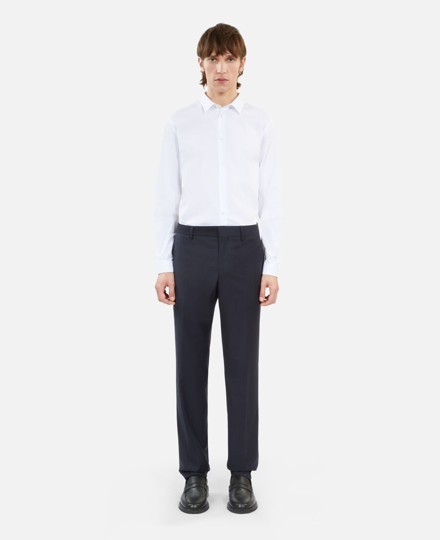 pantalon de costume en laine bleu marine