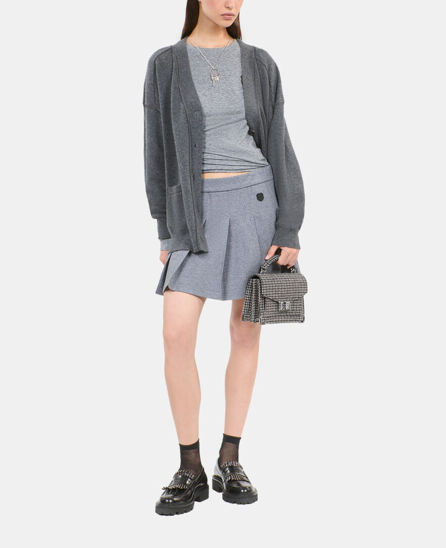 The Kooples WOMEN ANTHRACITE MELANGE grey cashmere cardigan