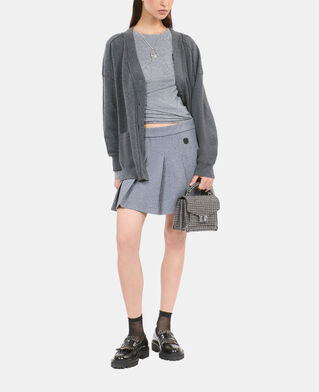 The Kooples WOMEN ANTHRACITE MELANGE grey cashmere cardigan