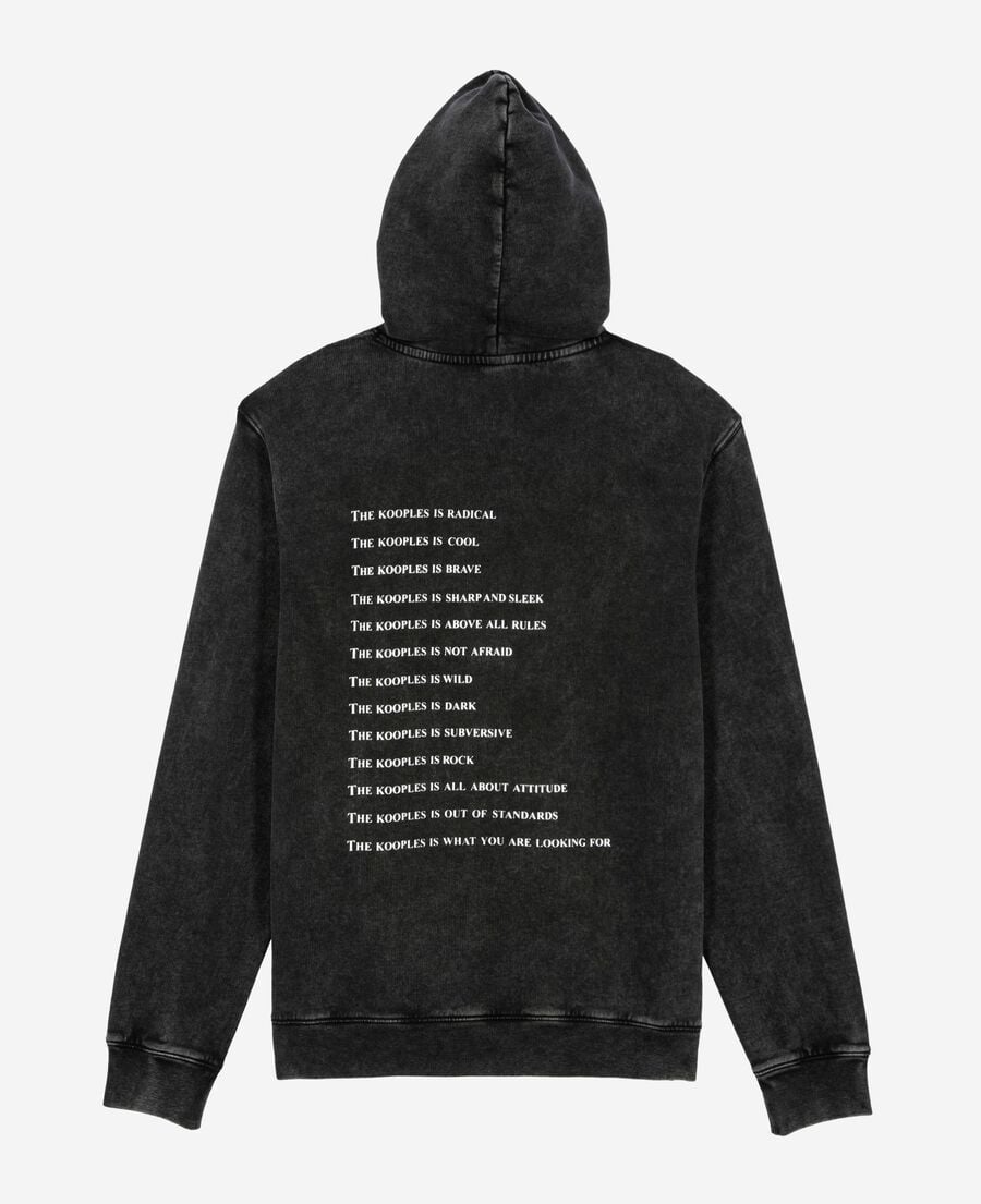 The Kooples MEN BLACK WASHED black what is hooded sweatshirt