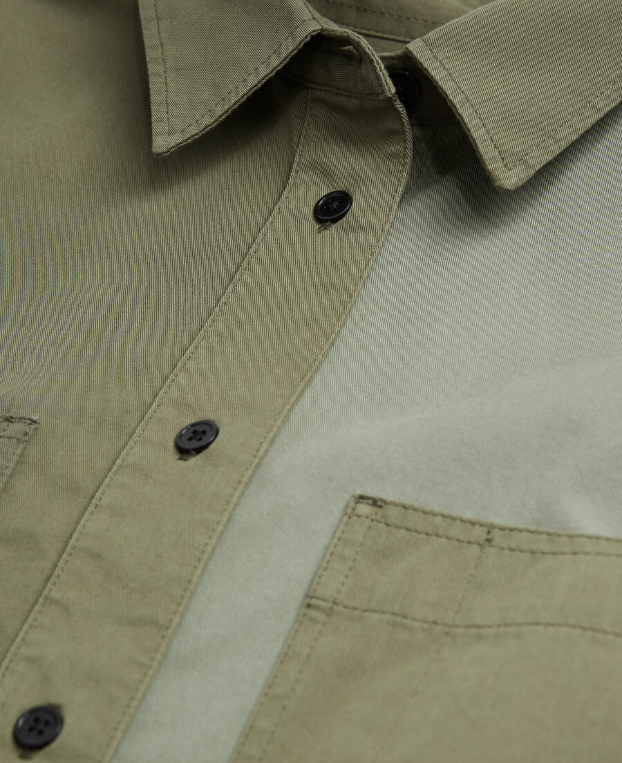 khaki patchwork denim shirt