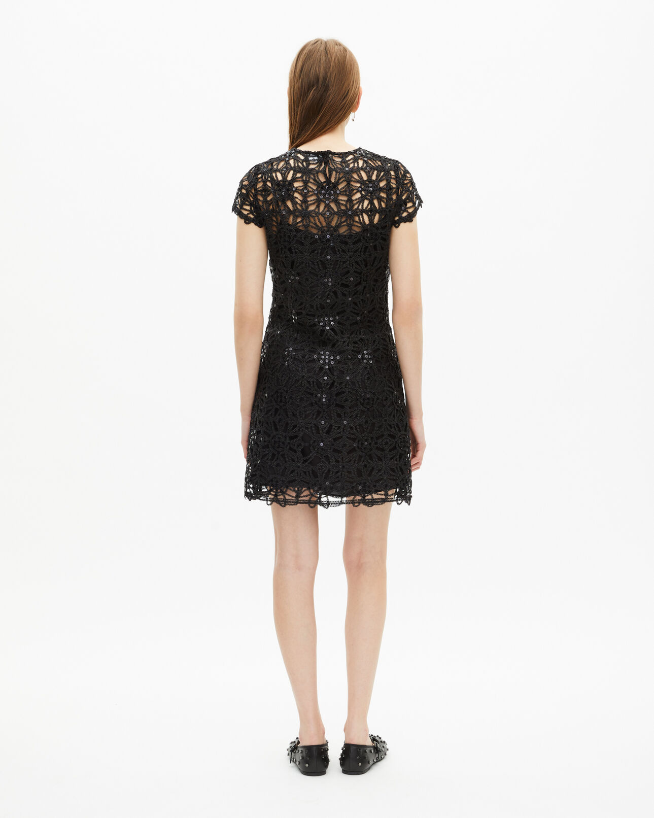 The Kooples DAMEN BLACK kurzes kleid aus guipure in silber