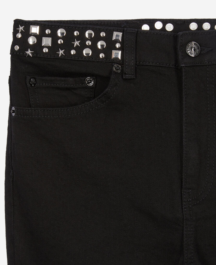 The Kooples F BLACK WASHED black slim jeans with studs and stars