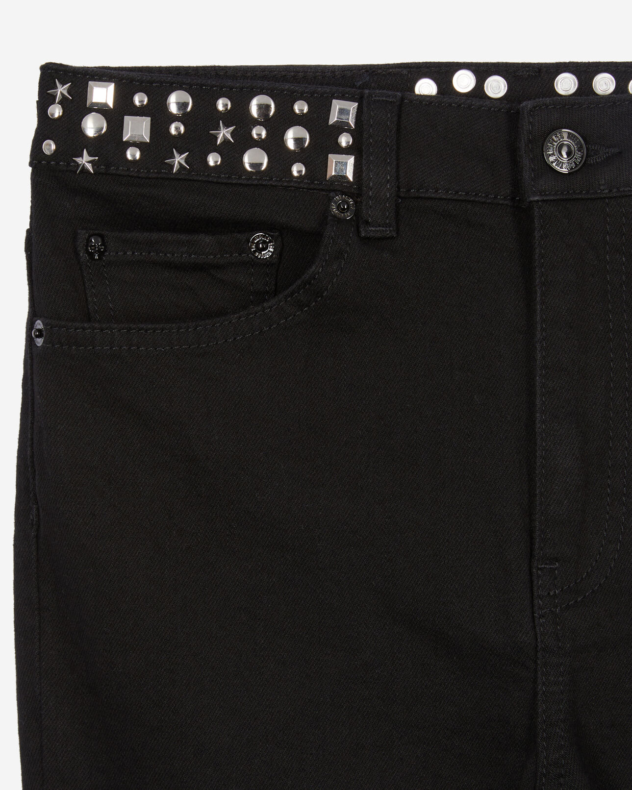 The Kooples FEMME BLACK WASHED jean slim noir avec clous et étoiles