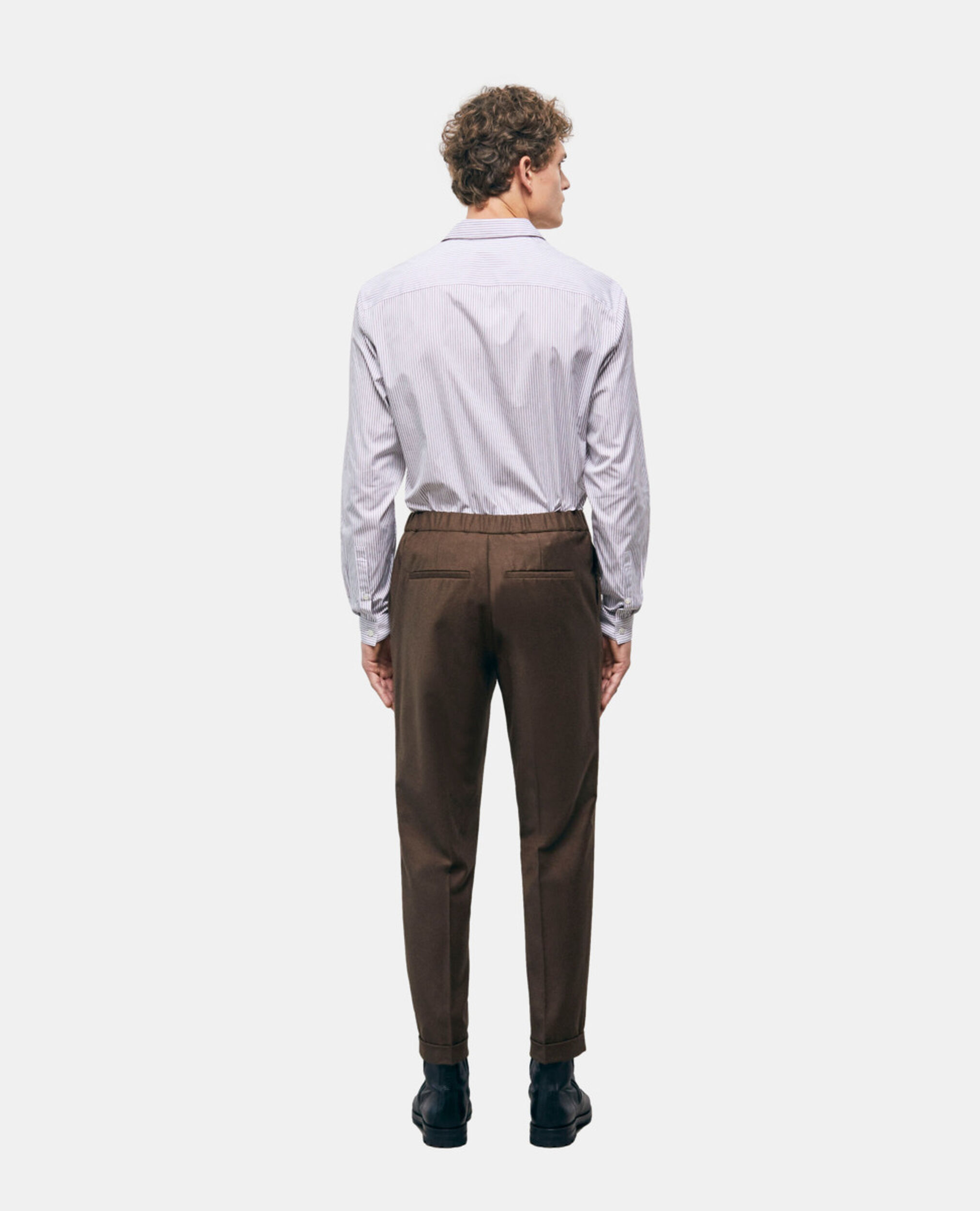 Pantalon en laine marron, BROWN, hi-res image number null