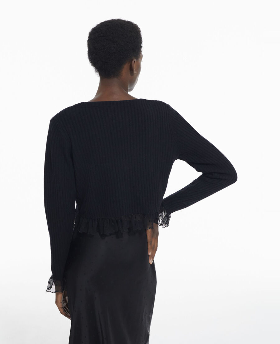 fine black wool cardigan