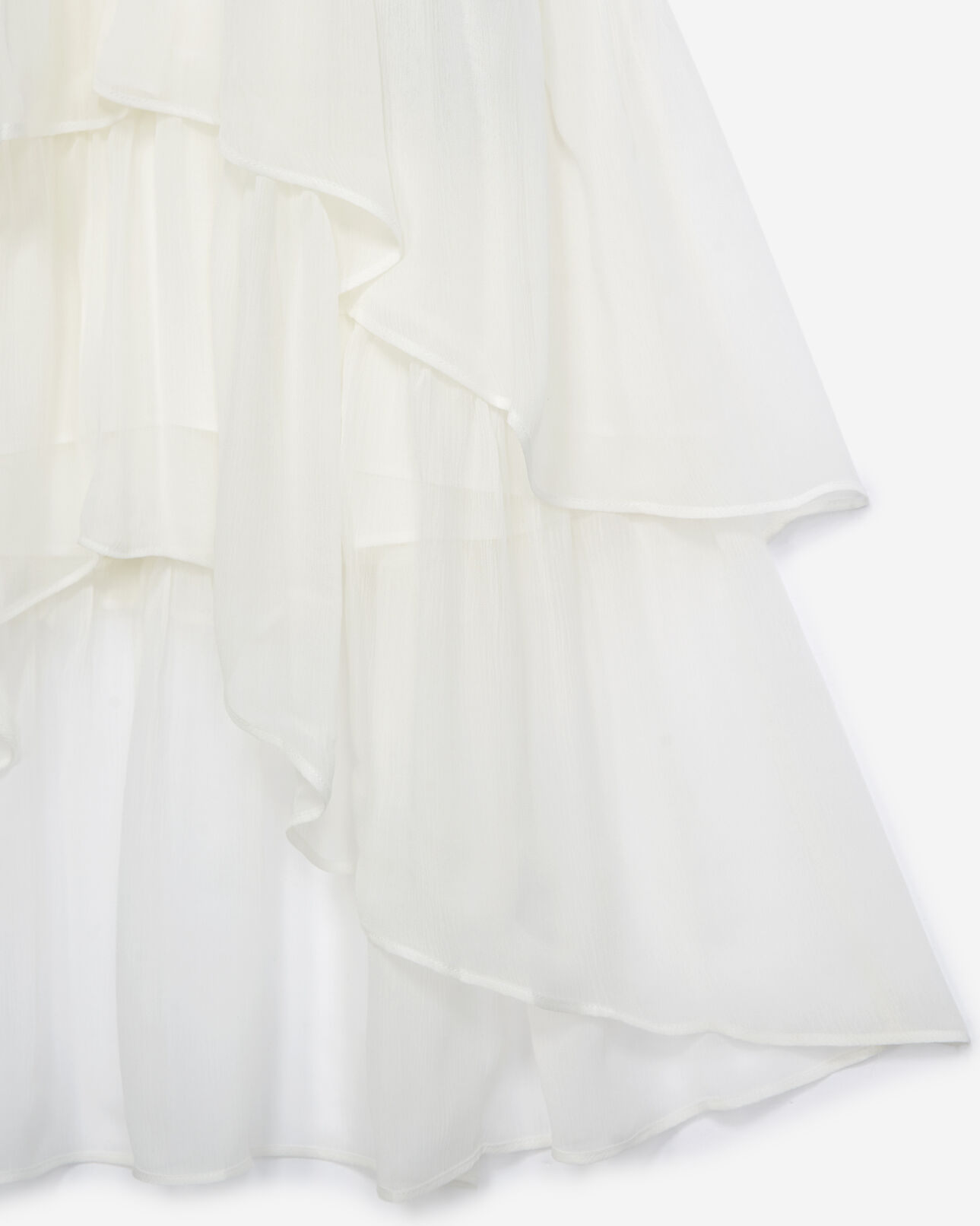 The Kooples MUJER ECRU vestido largo blanco crudo escote v volantes