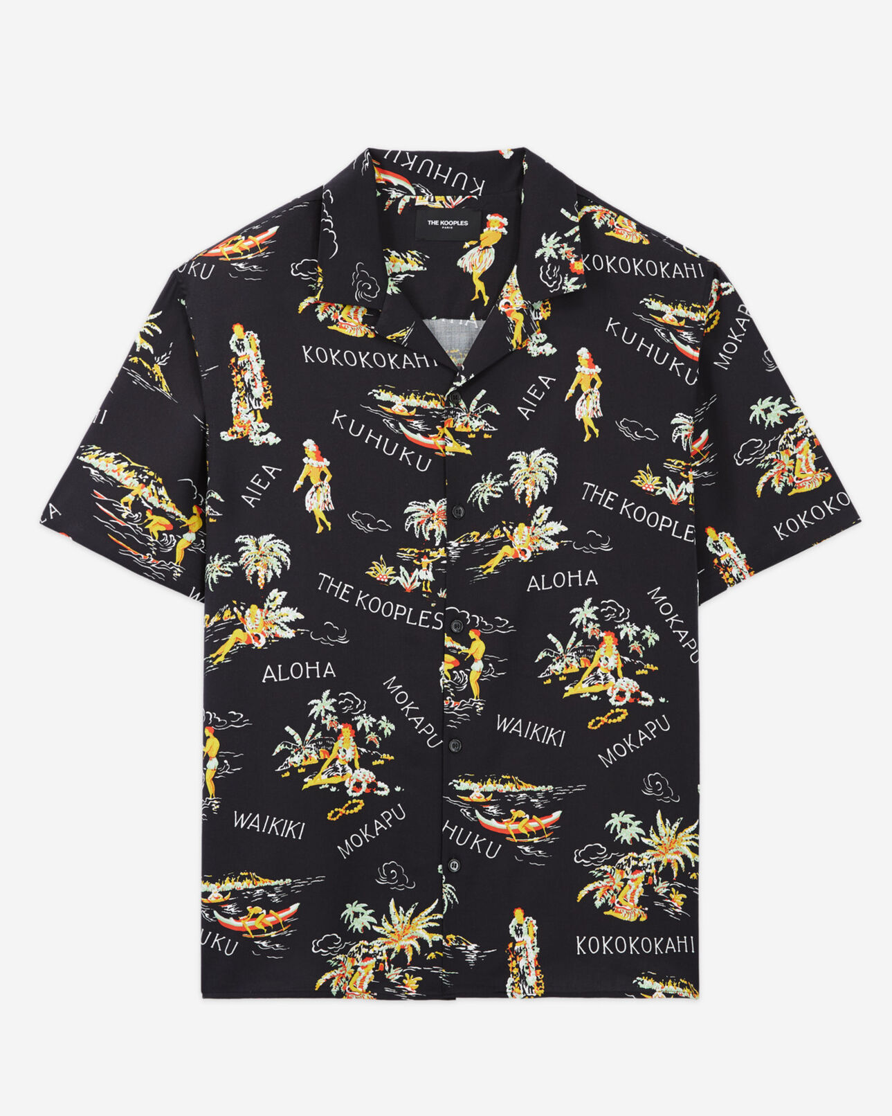 The Kooples MEN BLACK / YELLOW men’s black shirt with floral print