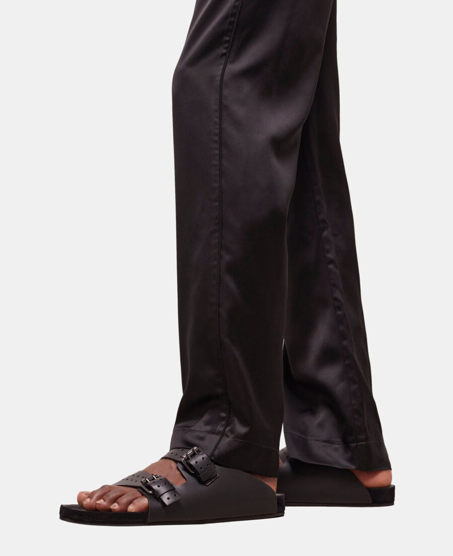 black leather sandals