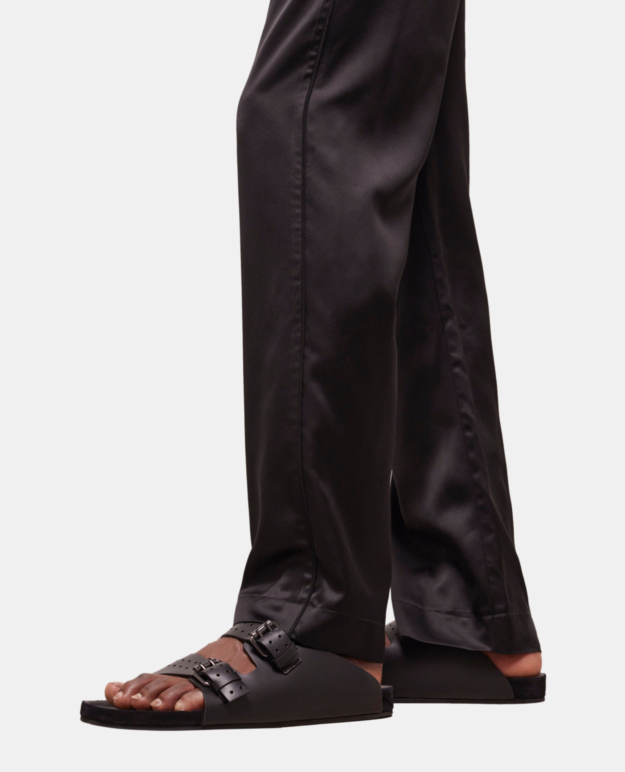 Black leather sandals, BLACK, hi-res image number null