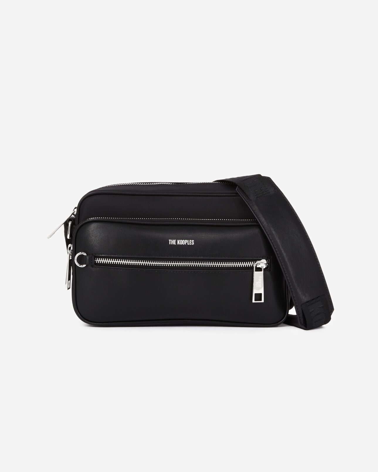 The Kooples HOMME BLACK sac messenger medium en cuir noir