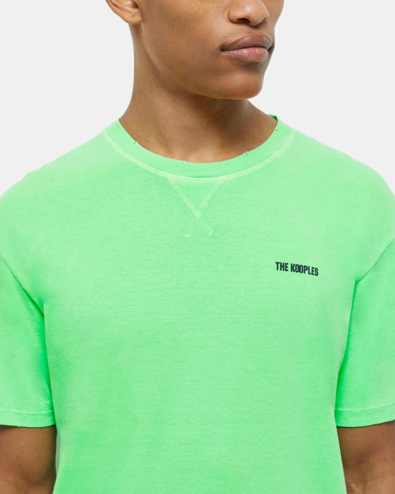 The Kooples MEN VERT FLUO men's fluorescent green t-shirt with logo