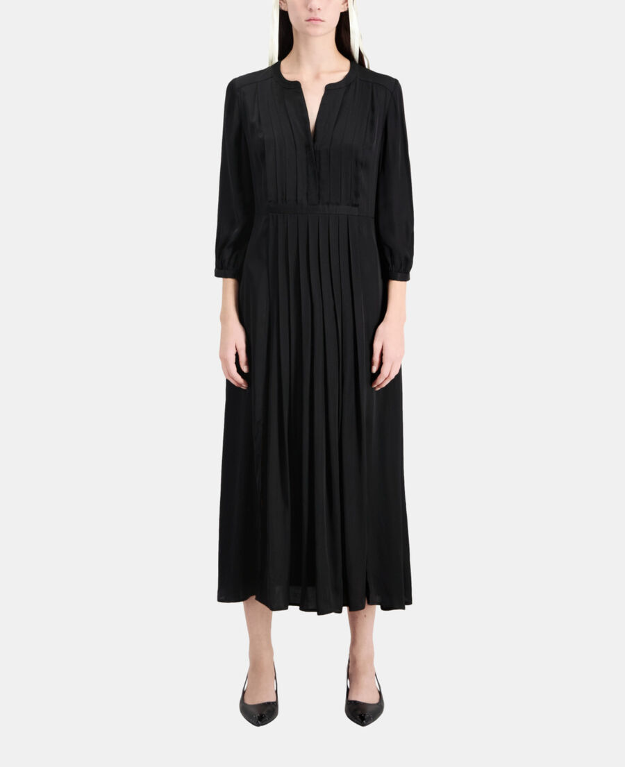 long black dress with pleating