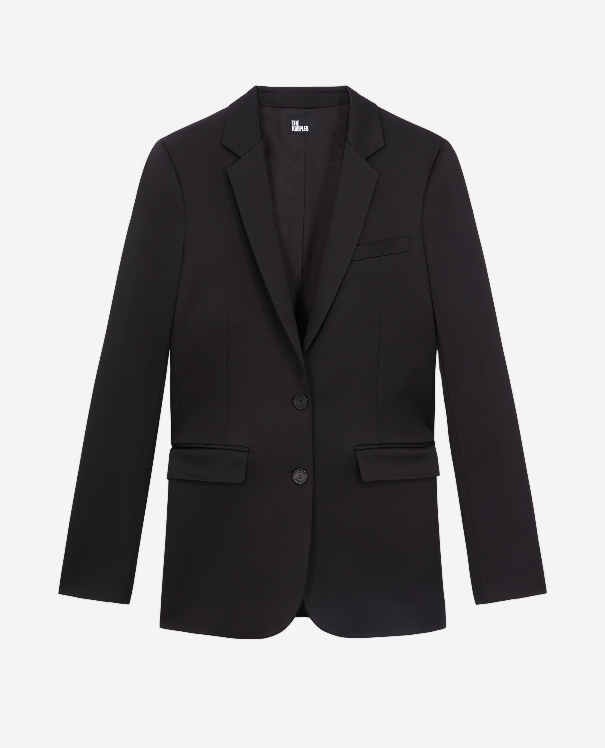 Black satin suit blazer, BLACK, hi-res image number null