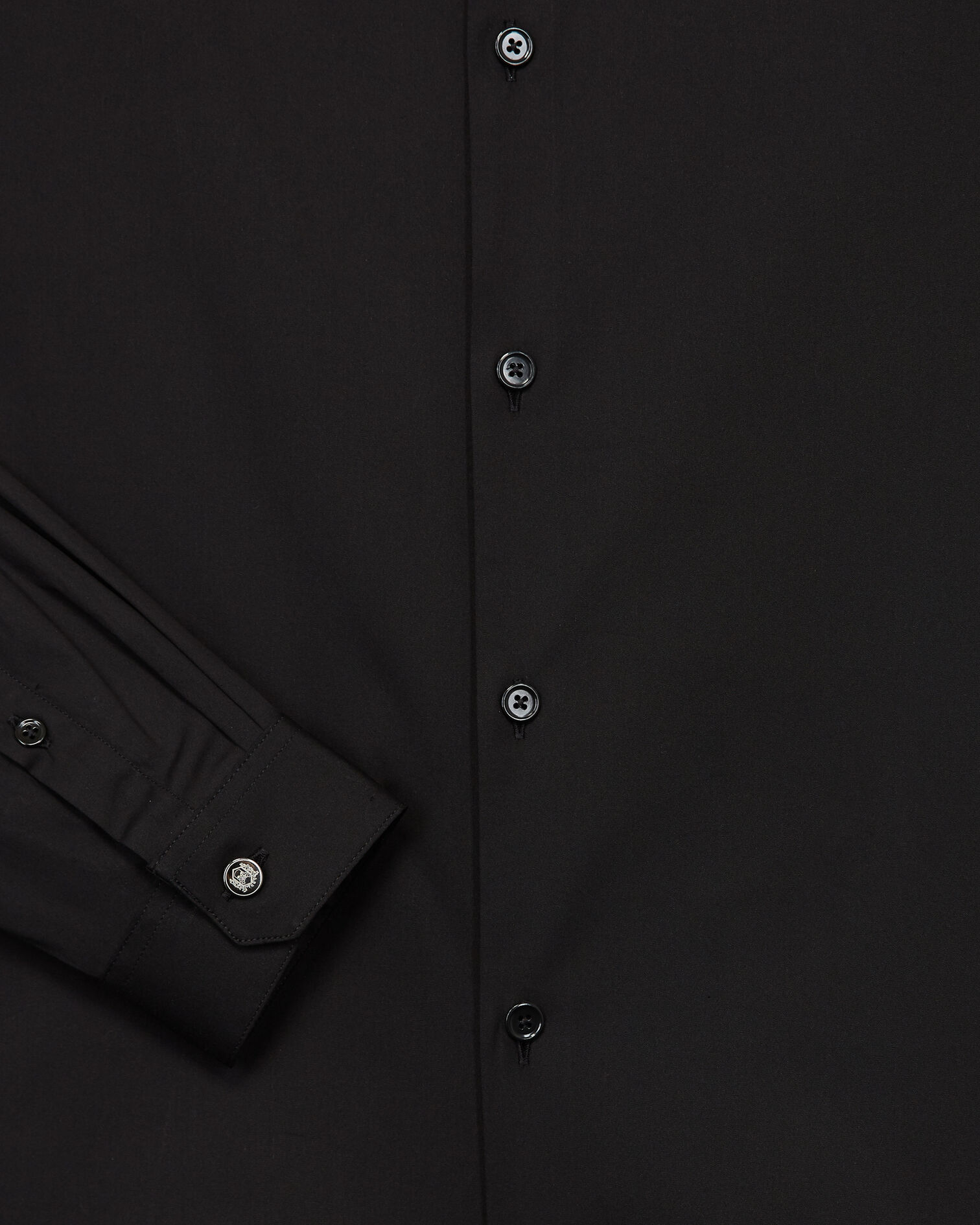 Chemise col boutonné noire coupe ajustée, BLACK, hi-res image number null
