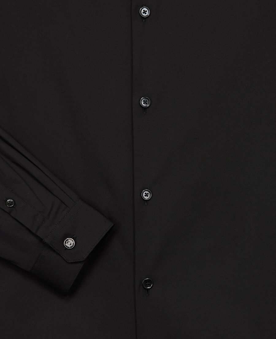 fitted black shirt with buttoned collar