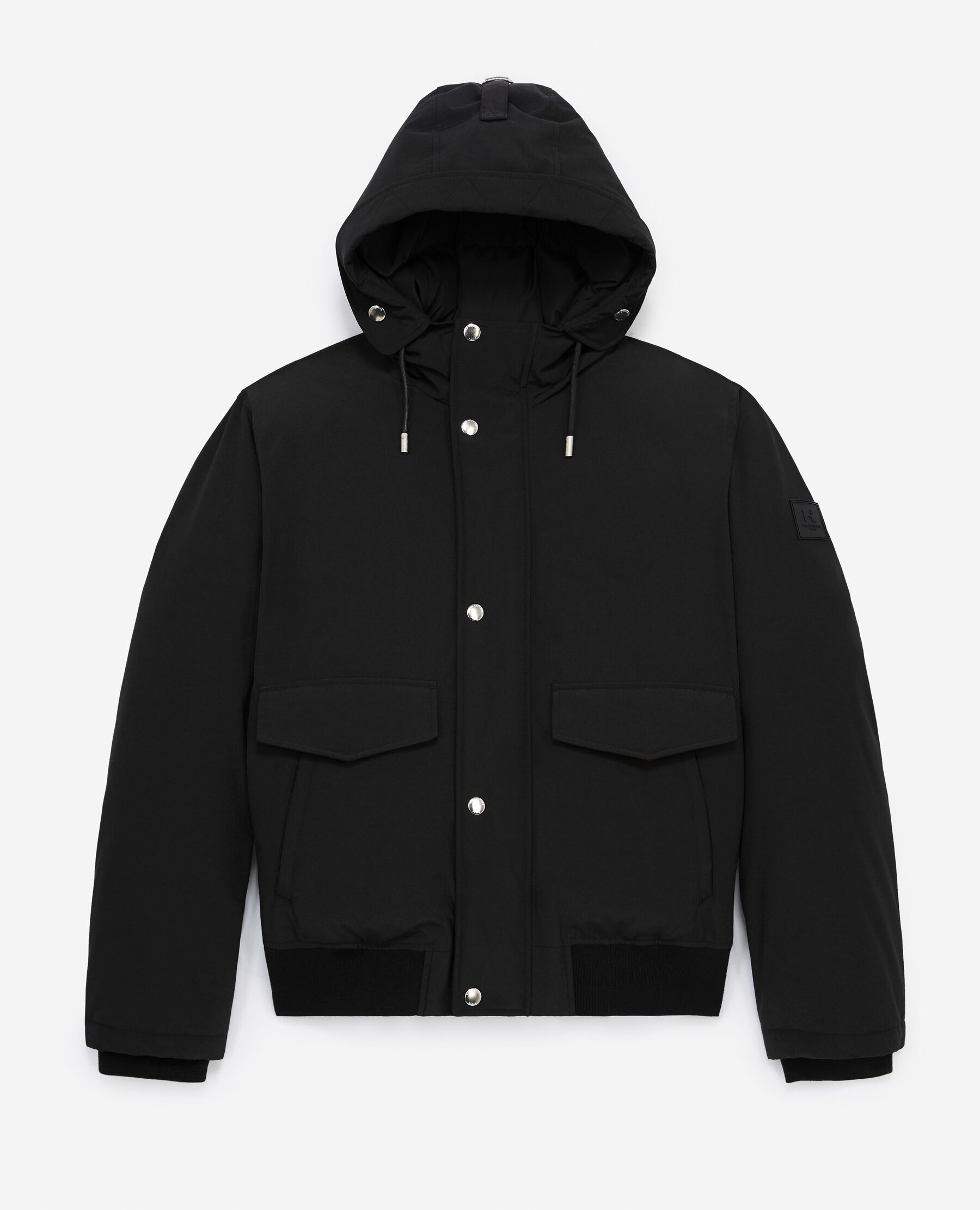 Black down jacket with rubber K logo The Kooples