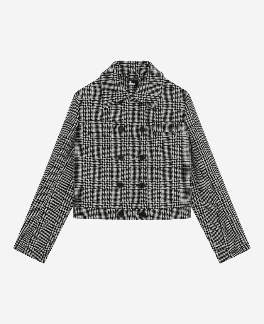 The Kooples F BLACK GREY black and white prince of wales jacket