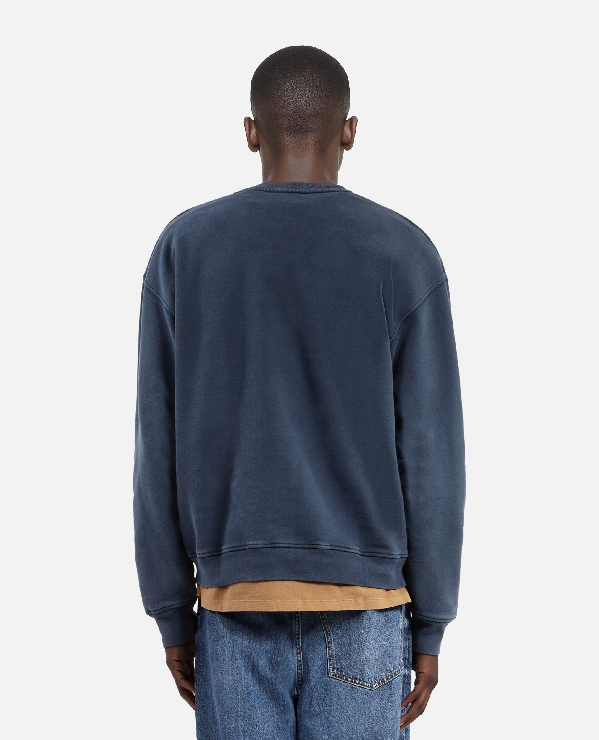 Marineblaues Sweatshirt mit Siebdruck, WASHED NAVY, hi-res image number null