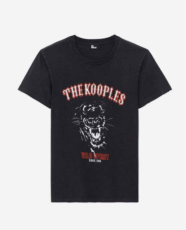 women's black screen print t-shirt