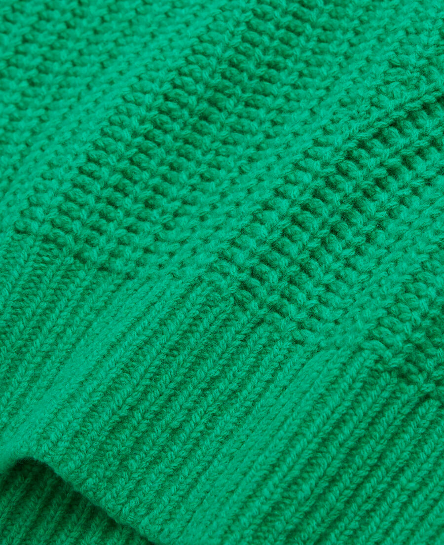 green knit sweater