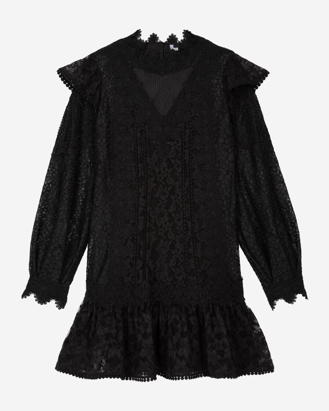 The Kooples FEMME BLACK robe courte en dentelle noire