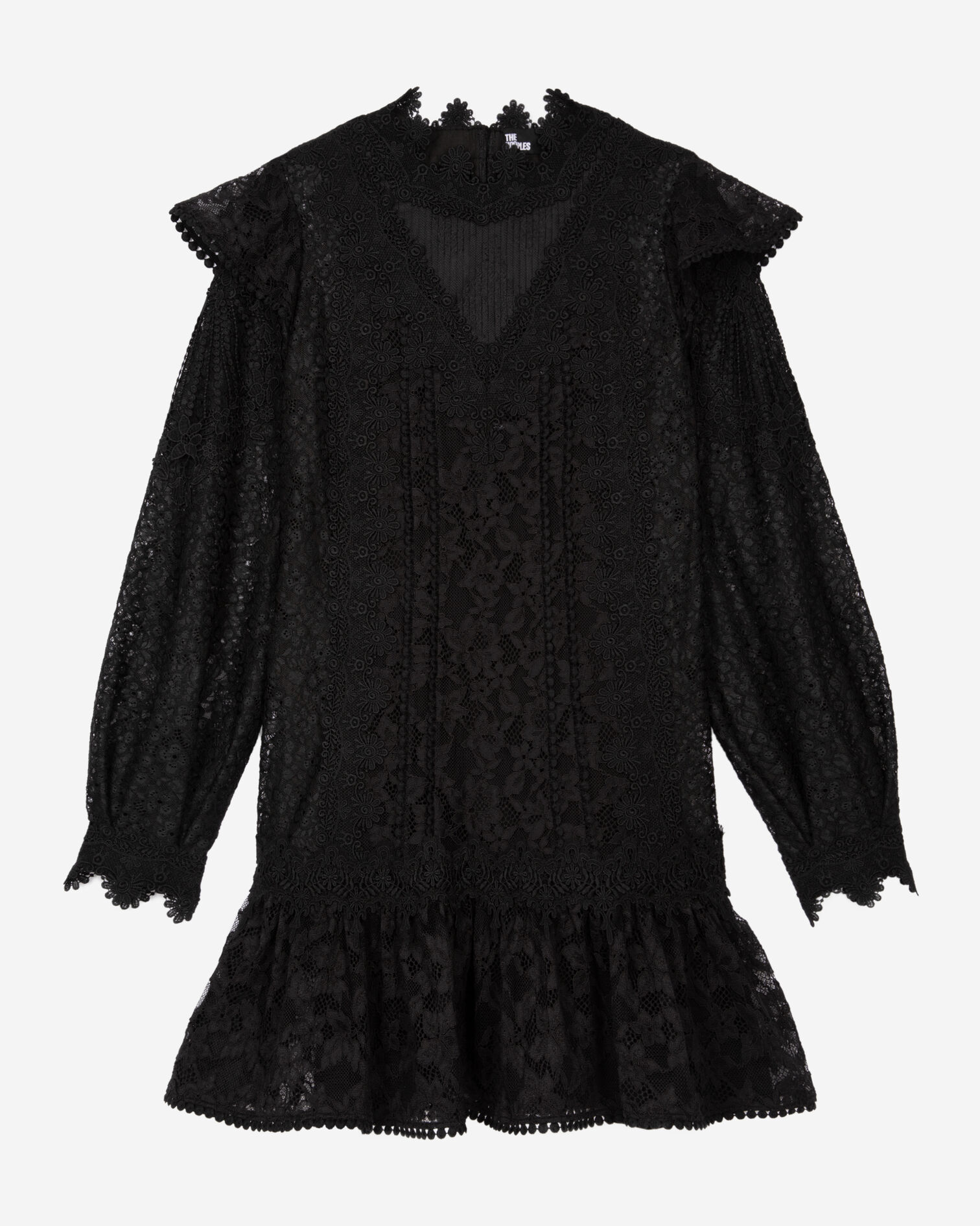 Robe courte en dentelle noire, BLACK, hi-res image number null