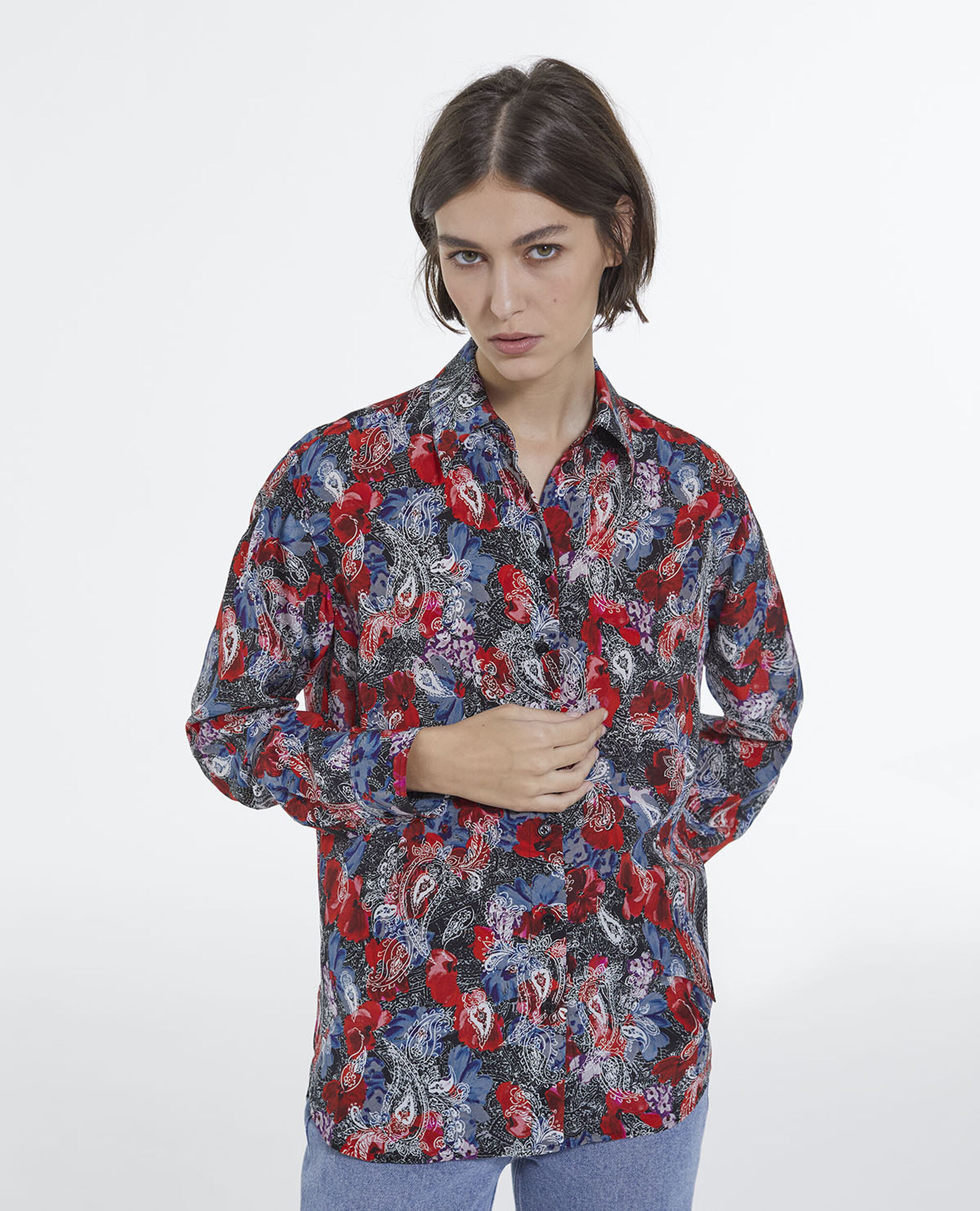 Multicolored printed shirt, RED, hi-res image number null